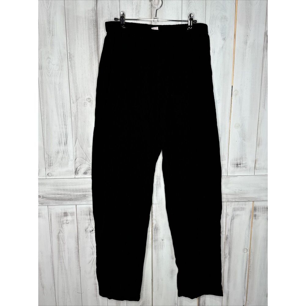Womens Cp Shades Black Elastic Waist Straight Leg Micro Corduroy Cotton Pants Xl